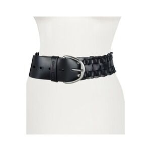 Michael Kors Women's Black Wide Woven Leather Belt S NWT